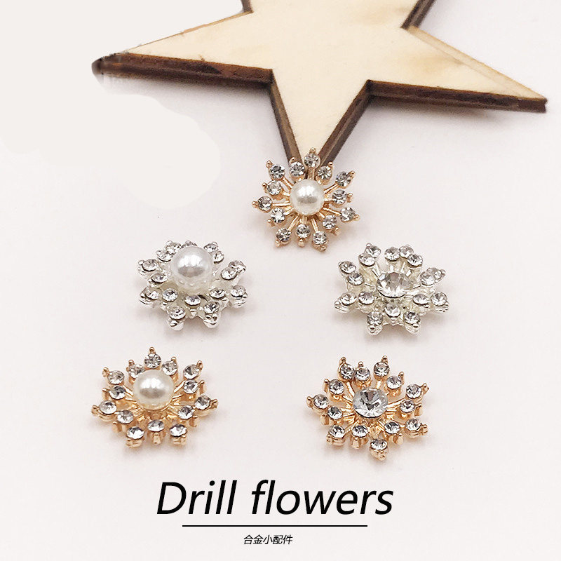 Diy Handmade Hair Drilling Flower Alloy Material Mobile Phone Die Pearl Accessories Accessories Clothing Decoration Accessories