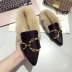 Baotou một nửa dép nữ 2018 mới mùa thu và mùa đông Thời trang Hàn Quốc lông thỏ mặt lưới lông đỏ dép phụ nữ mặc thủy triều giày sandal nữ đi học Dép