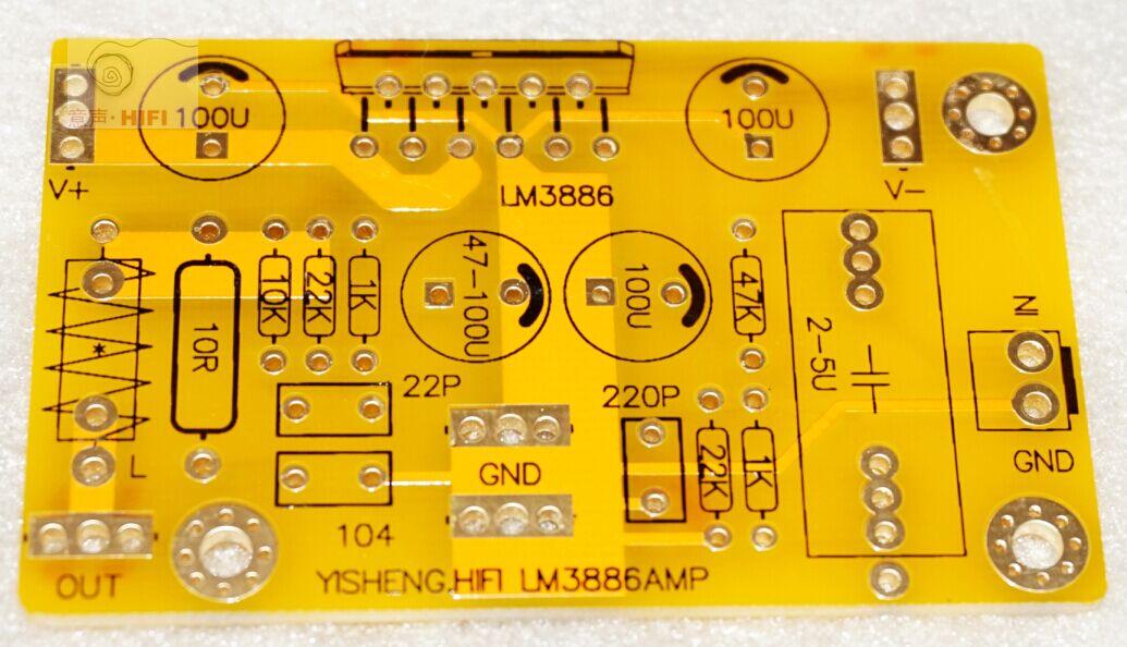 LM3886 power amplifier board PCB mono-channel design 