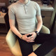 Spring and summer new British solid color sweater POLO shirt men's short-sleeved T-shirt 12 colors slim fit large size men's clothing