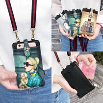 Cartoon cute zipper mobile phone bag womens shoulder messenger bag Korean version of the tide halter neck mobile phone bag coin purse mini bag