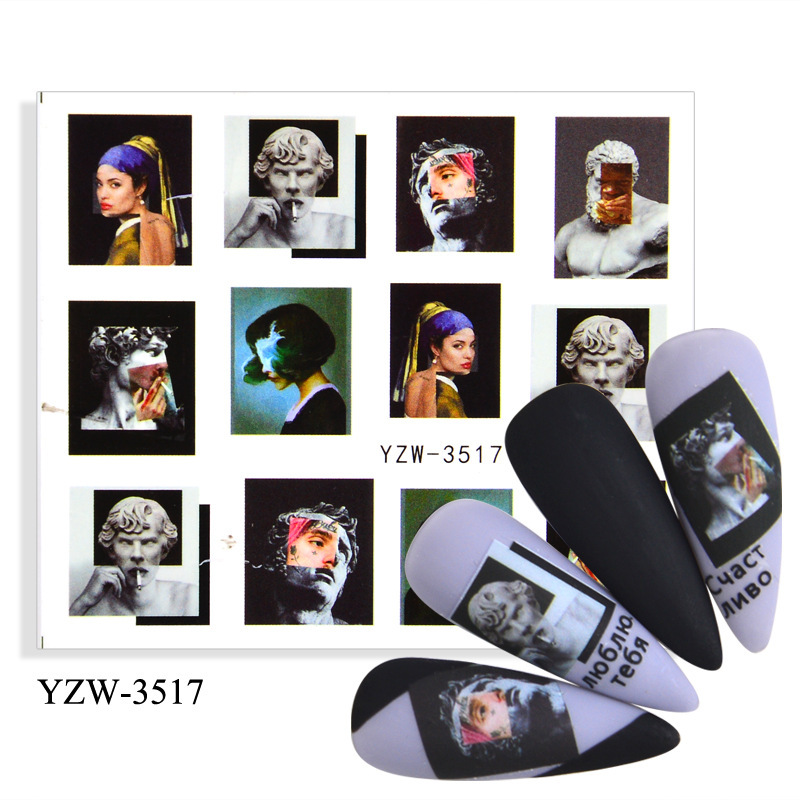 Cross-Border Water Transfer Nail Art Stickers Monroe Heart 3D Panda Diamond Owl Nail Decals Sticker