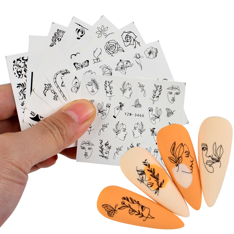 Cross-Border Nail Stickers Black Rose Butterfly Flower Nail Stickers Valentine's Day Nail Stickers Nail Sticker Cross-Border Nail Stickers Black Rose Butterfly Flower Nail Stickers Valentine's Day Nail Stickers Nail Sticker