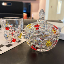 Swanlace light luxury retro fantasy glass water cup bohemian style candy jar painted glass drinking cup