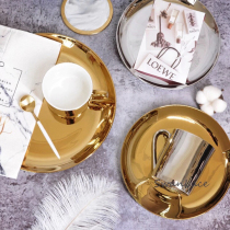 SwanLace Nordic Ins Brief Golden Silver Pendulum Pat Ceramic Bright Face Breakfast Dish Coffee Cup Saucer Mark Cup