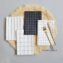 SwanLace good simple black and white color check stripe ins gourmet background kitchen towel napkin tea towel
