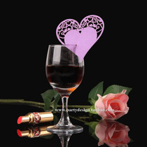 Hollow heart-shaped love wine glass card name card table card Pearl paper seat card message card 50