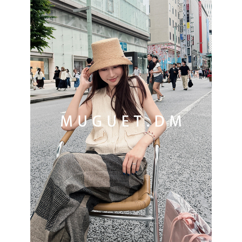 [Tang Youyou] Awesome! Japanese Traditional Loom, 100% Imported Cotton! Color-Blocked Checkered Summer Cropped Pants for Women