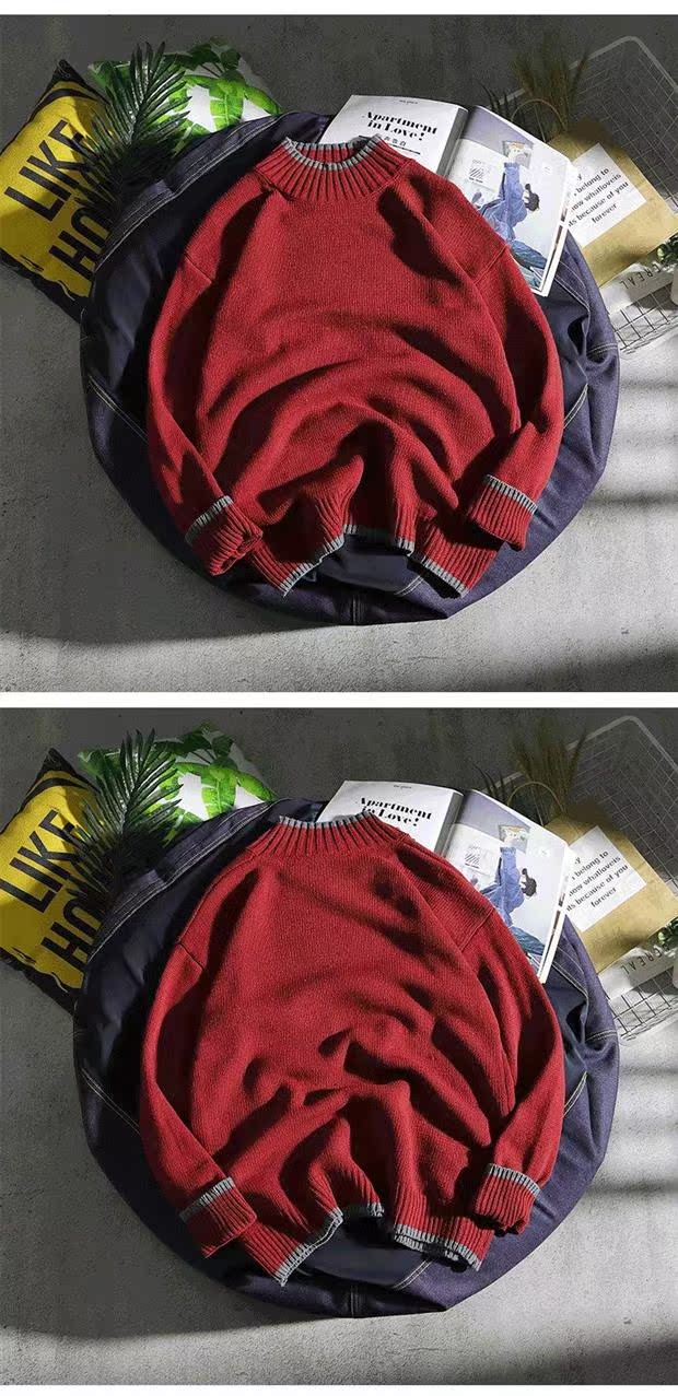 Mùa thu 2018 nửa cổ cao xu hướng nam thanh niên áo len áo thun rộng rãi áo len nam dệt kim - Cardigan vest nam