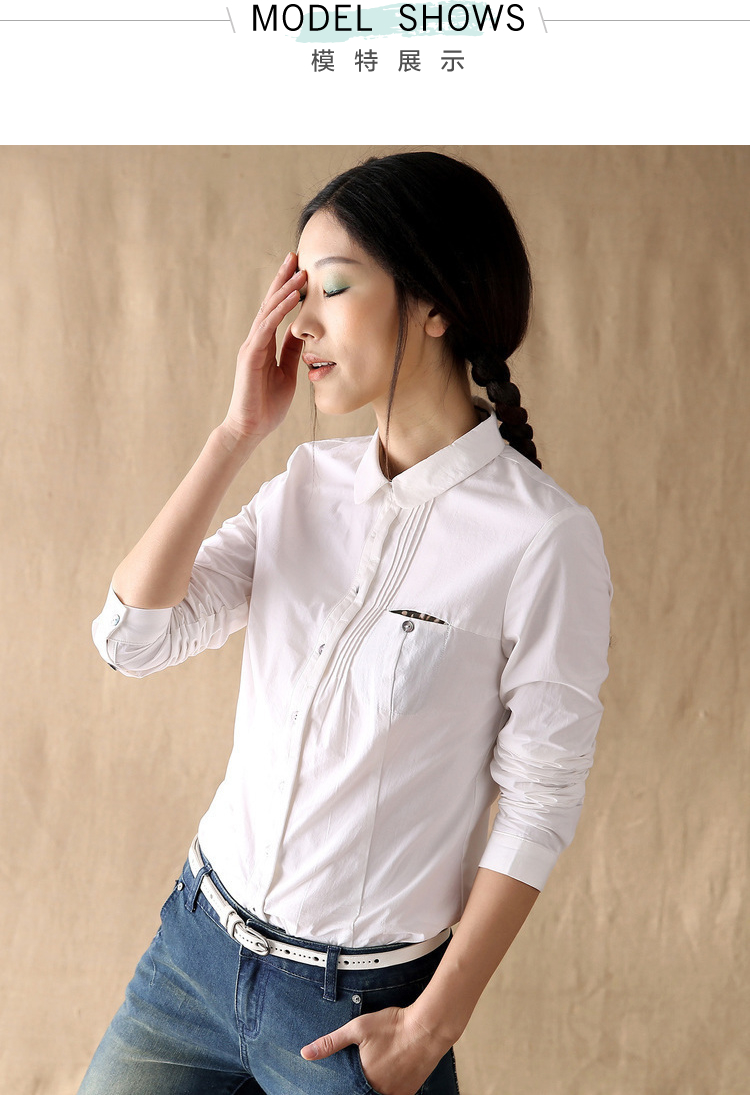 Inman 2018 xuân hè mới organ xếp li cotton mỏng sơ mi nữ tay dài văn học fan áo sơ mi trắng áo sơ mi nữ đẹp 2020