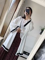 Light luxury Chunyuan viscose drop skin-friendly white long flared sleeve knitted cardigan with large size