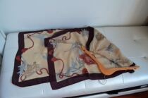 85% silk 15% wool vintage big flower silk scarf dark red Green