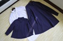 90-140 parent-child water wash cotton long shirt retro Republic of China style dark blue white