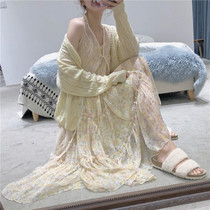 Yellow Broken Floral Dress Dress Large Skirt Hem Small Yellow Flowers Snowspun Printed Long Dress Super Fairy Loose Pendant With Skirt Woman spring