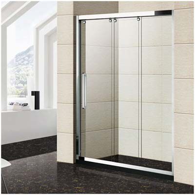 Three linkage shower room powder room sliding door dry and wet separation partition bathroom glass door one solid two linkage sliding door