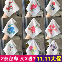 Hangzhou featured small gift Jiangnan ancient wind palace emulation silk handkerchief white handkerchief water ink painting printing