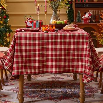 Christmas tablecloth new year festive red rectangular waterproof tablecloth christmas style coffee table tablecloth cotton and linen tablecloth Christmas tablecloth new year festive red rectangular waterproof tablecloth christmas style coffee table tablecloth cotton and linen tablecloth