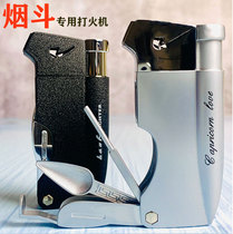 Pipe lighter comes with three-way pressure rod oblique out of the fire side out of the ignition Portable mens cigarette knife through the needle carbon repair device