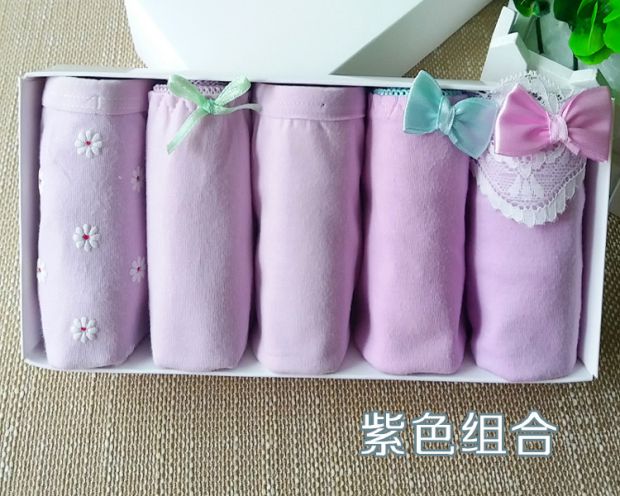 Cotton nguyên chất đồ lót màu trắng rắn màu sáng màu của phụ nữ bông tam giác đồ lót thấp eo trắng hộp quà tặng phụ nữ quần xì áo vú
