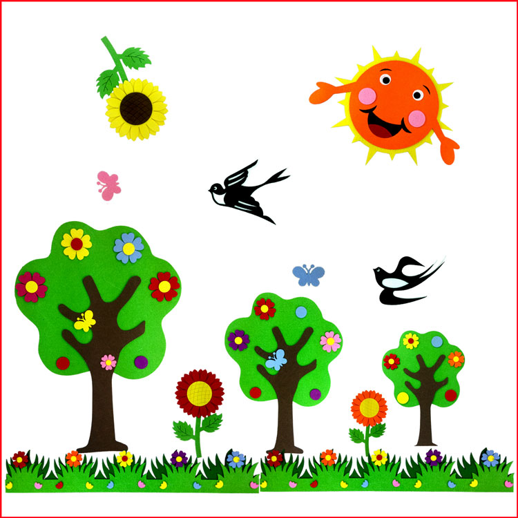 Kindergarten wall decoration primary school classroom layout blackboard newspaper cultural wall stereoscopic wall sticker creative tree
