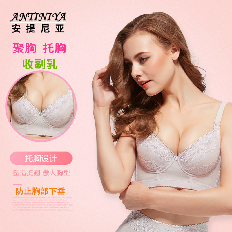 Antinia Short Women's Bra Gather Collapse Breast Bra Adjusted Women's Raw Underwear Anti-sagging Large Size