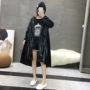 Áo khoác gió 0361 mùa thu phiên bản mới của Hàn Quốc của chiếc áo trùm đầu bóng loáng có khóa kéo dài tay áo ấm