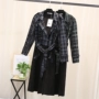 0656 trench coat mùa thu mới in Hàn Quốc khâu đôi ngực nữ dài tay ve áo khí chất áo dài hoang dã áo khoác dạ nữ hàn quốc