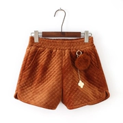 1430 nhung vàng quần short mùa thu phiên bản mới của Hàn Quốc của dây thun co giãn Lingge màu rắn treo quần chân rộng quần nữ mỏng