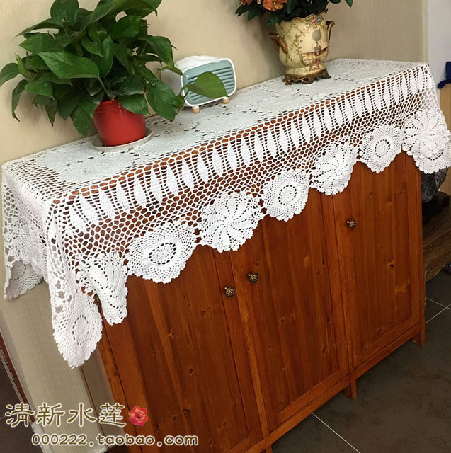 Lace Hollow Retro European Coffee Table Cloth Handmade Crocheted Tablecloth Fabric Piano Cabinet Decorative Cover Sofa Cover