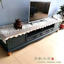 Fresh water lotus hand woven cotton flowers Chinese furniture decorative cover cloth towel TV cabinet tea table flag long Square