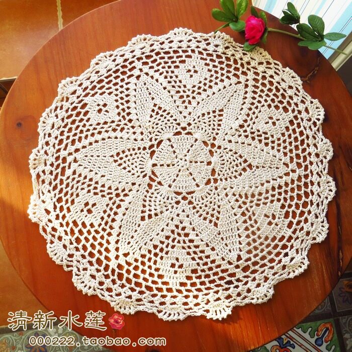 Fresh Water Lotus Manual Crochet Hook Flower Pure Cotton Hollowed-out Southeast Asia Retro Colorful Decorative Lid Cloth Round Table Mat