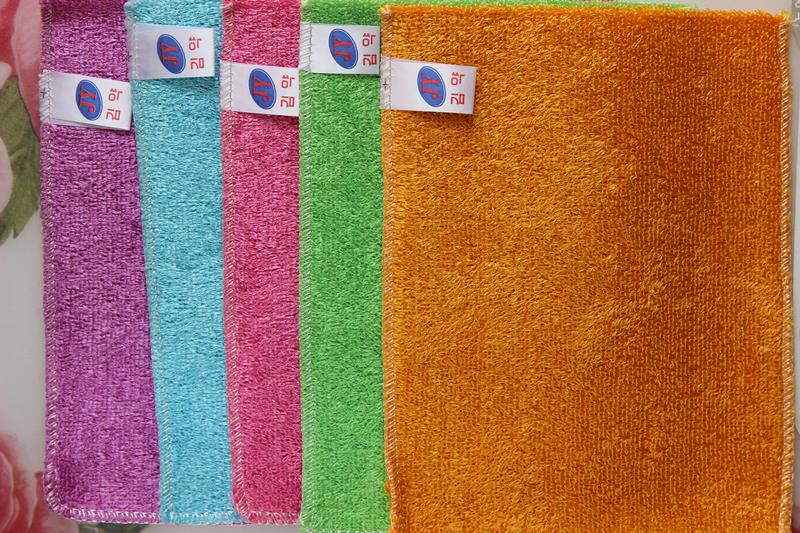 Colored bamboo fiber non-stick oil dish towel rag double-layer thickening strong degreasing domestic