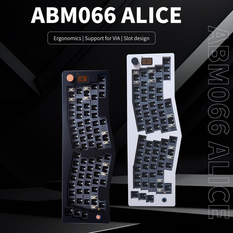 Abm066 Three-Mode Alice Mechanical Keyboard Ergonomic Gasket Bluetooth Via Customization Kit