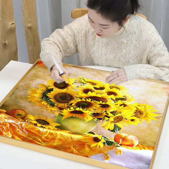 5d diamond painting 2021 full of drilling new sunflower living room handmade point sticking brick and stone applid with crystal cross embroidered 2022