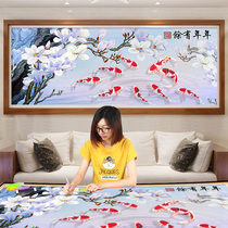 Diamond painting 2021 New cross embroidered full drill year with living-room crystal point sticker with nine fish figure 2022