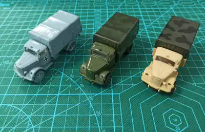 Finished 1:72 military vehicle model World War II Germany Opel Lightning truck green yellow gray full 50