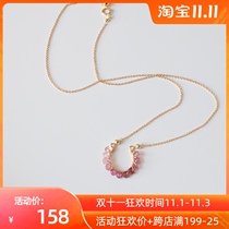 October birth Chen stone CINCTURE natural gradient tourmaline 14K gold ins niche necklace choker female