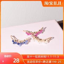 Three-in-one grass earrings female simple temperament French ear clip 2021 New Tide retro ear row advanced earrings