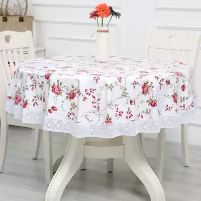 Thickened round table cloth Environmental protection plus velvet plastic large round table cloth round tablecloth PVC tablecloth waterproof and oil-proof Leave-in