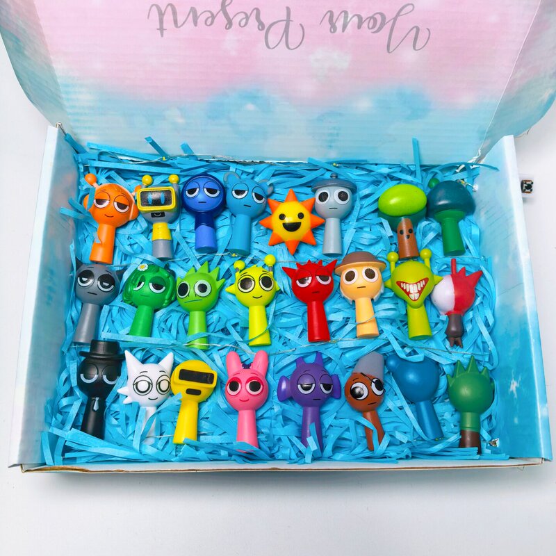 Rhythm Box Doll Oren Little Pink Figure Sprunki Doll Model Children's Toy Gift Sticker