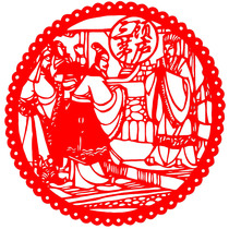 Send 2 pieces of idioms language stories idioms paper-cutting and paper-cutting window grilles The Foolish Old Man Moved the Mountain and Visited the Thatched Cottage Three Times and the finished paper-cutting product