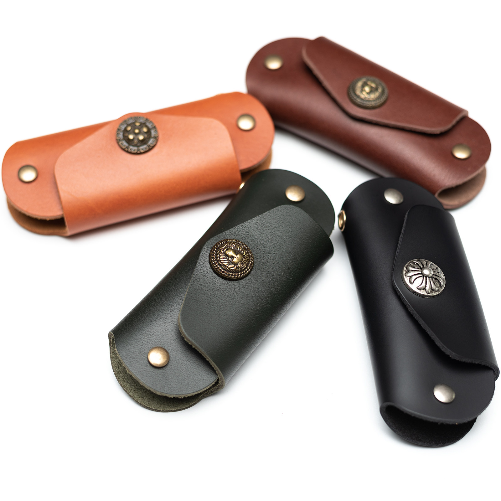 Vintage handmade multi-function high capacity leather key pack men's and women's type first layer cowhide car remote control key cover