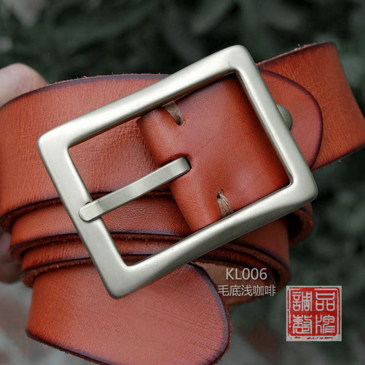 Flawless brand new glossy light body leather strap men genuine leather casual needle buckle head layer pure cow leather belt pants with women-Taobao