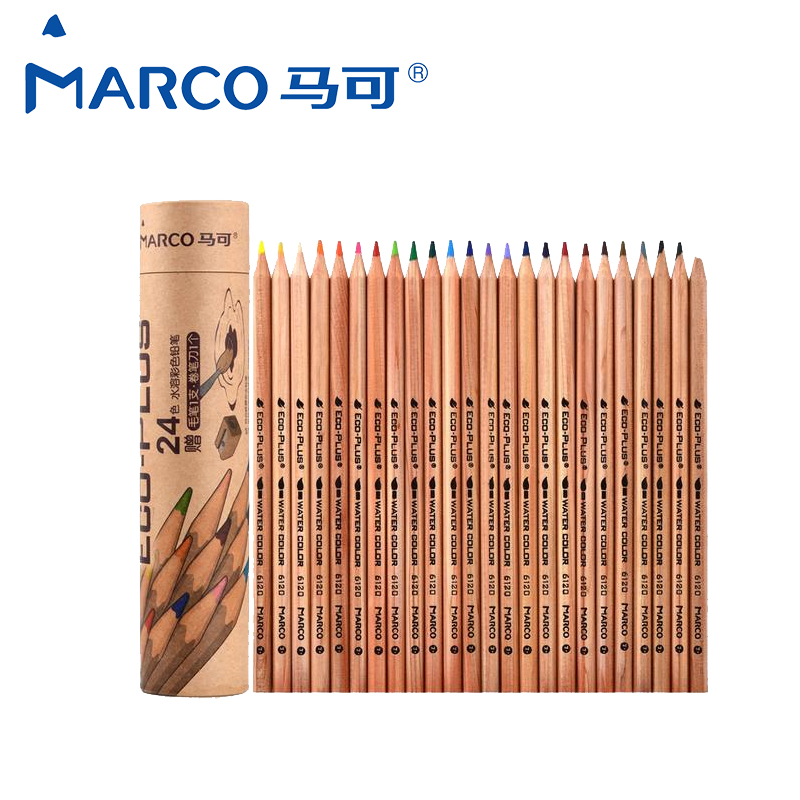 Marco 6120 log water soluble color pencil eco-friendly paper cylinder fit 24 color 36 color 48 color painting water soluble color pencil