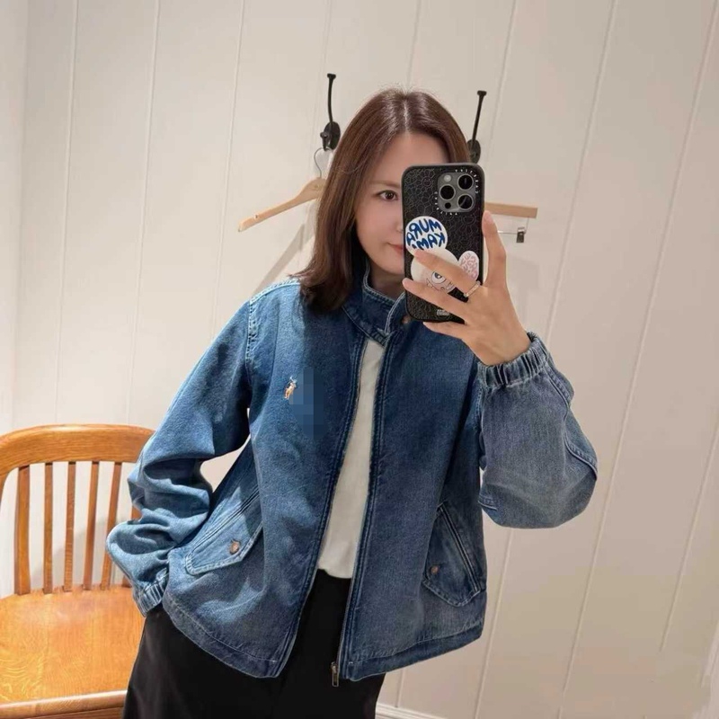 Original American Casual Short Denim Jacket with Stand Collar, Loose Fit Harrington Jacket