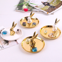 Export Europe and the United States Golden Rabbit ceramic jewelry plate Jewelry storage plate Bathroom storage home golden antler ornaments