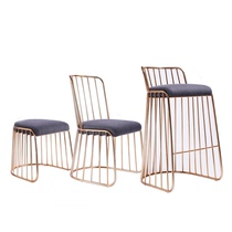 Simple bar chair Wrought iron bar chair Golden high stool Modern dining chair Metal iron Nordic bar chair