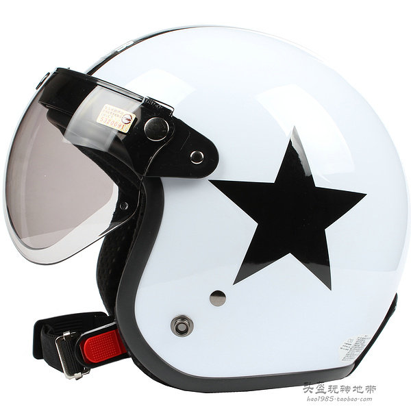 Taiwan Zheng An White Black Star Halley Electric Motorcycle Helmet Sun-proof UV Men and Women Retrospective Winter