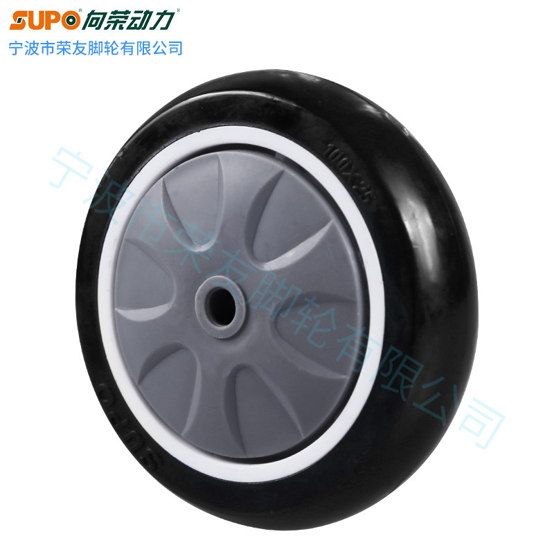 2 3 4 inch black polyurethane PU single wheel ultra-thin silent anti-winding wire SUPO toward roaring power caster