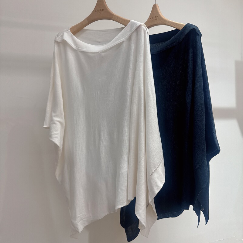2026 New Style Wool Blend Irregular Batwing Sleeve T-Shirt Women's Loose Cape Top Blouse 2026 New Style Wool Blend Irregular Batwing Sleeve T-Shirt Women's Loose Cape Top Blouse